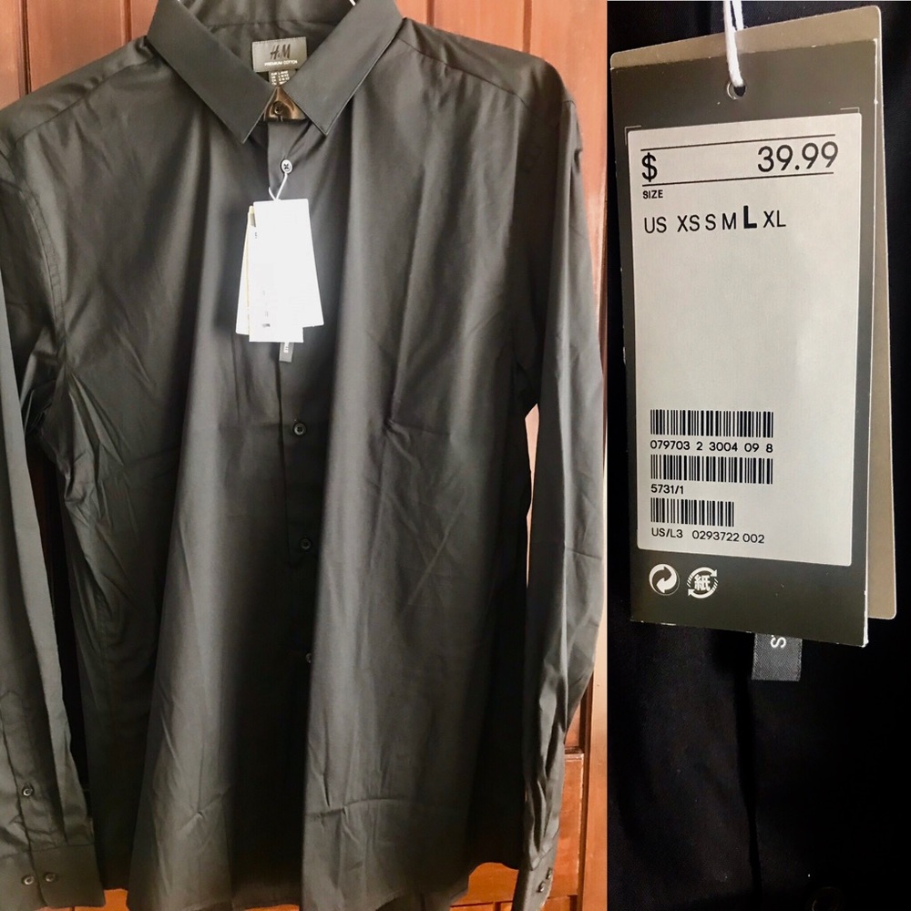 NWT H&M long sleeve black button up